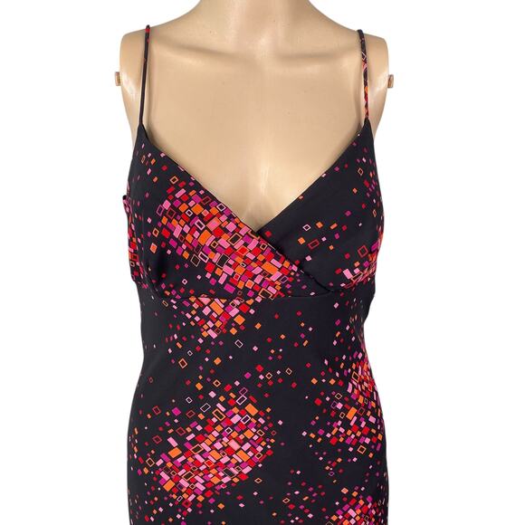 Y2K La Belle Black Pink Geometric Whimsigoth Dark Fairy Slip Maxi Dress SZ 9 - Picture 3 of 9